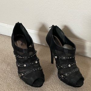 Black jeweled heel